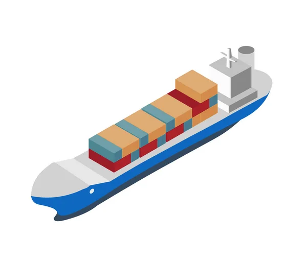 Isometric Shipping Icon Container Ship Worldwide Delivery Service Vector Illustration — Stock Vector