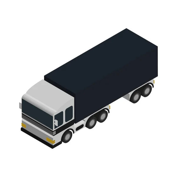 商用貨物トラック等角アイコン 現代のローリートラック側のビュー 貨物輸送 トラック輸送および配送サービスのベクトル図のための車両 — ストックベクタ