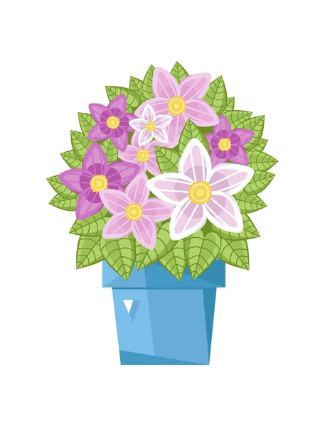 Άνοιξη Λουλούδι Κεραμική Κατσαρόλα Απομονωμένη Εικόνα Φυτά Εσωτερική Αίθουσα Houseplant — Διανυσματικό Αρχείο
