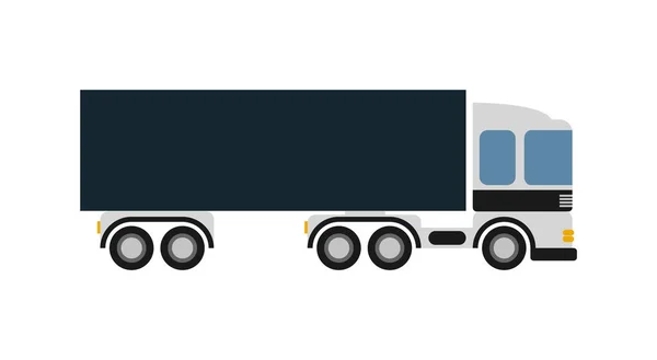 Commercial Freight Truck Isolated Icon Modern Lorry Truck Side View — Stock Vector