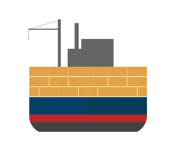 Icono Del Flete Marítimo Con Buque Carga Envío Global Ilustración — Vector de stock