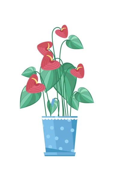 Roztomilý Jarní Barevný Květ Hrnci Izolované Ikony Rostliny Vnitřní Pokoj — Stockový vektor