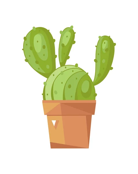 Cactus Pot Icône Isolée Plantes Intérieur Plante Intérieur Décoration Intérieure — Image vectorielle