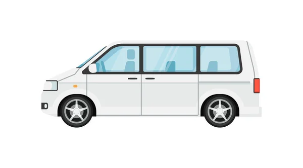 Modern Minivan Isolerad Vektor Illustration Vit Bakgrund Bekväm Minibuss Familjebil — Stock vektor