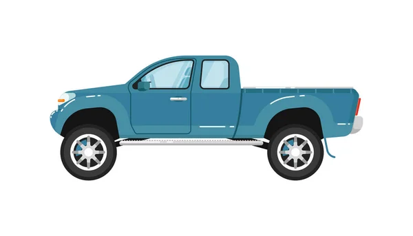 Modern Pickup Lastbil Isolerad Vektor Illustration Vit Bakgrund Offroad 4X4 — Stock vektor