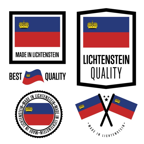 Lichtenstein Minőségi Izolált Címke Készlet Árukhoz Exportbélyegző Nemzeti Lobogó Gyártó — Stock Vector
