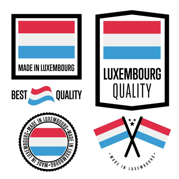 Luxembourg Quality Isolated Label Set Goods Exporting Stamp Nation Flag — Stock Vector