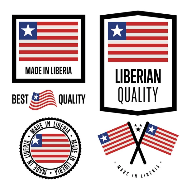 Liberia Etichetta Isolata Qualità Merci Timbro Esportazione Con Bandiera Liberiana — Vettoriale Stock