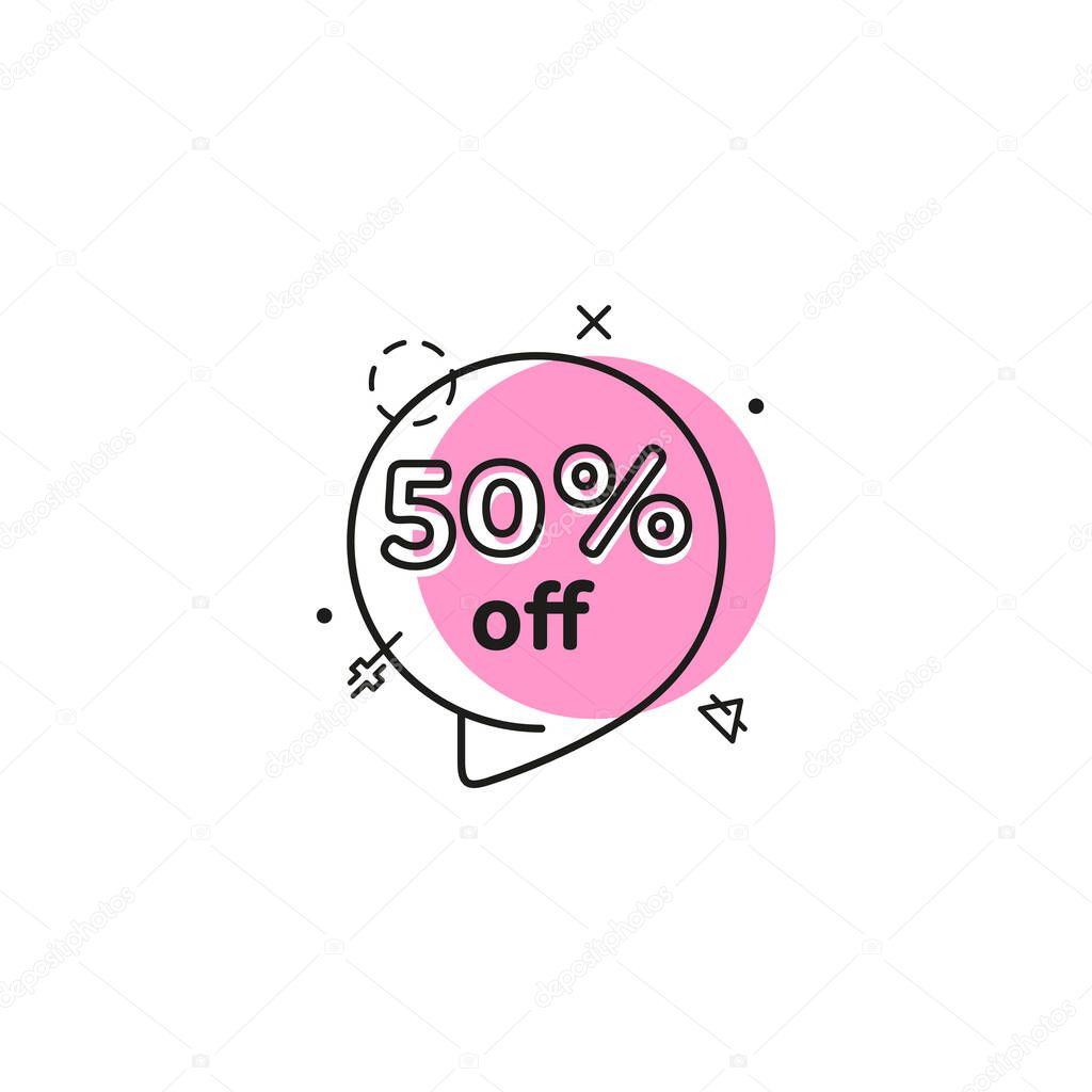 Promo banner geometric vector bubbles. Special offer sale red tag isolated vector trendy flat style. Discount offer price label, symbol for advertising campaign in retail, sale promo marketing.