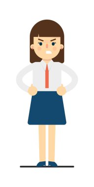 Elleri belinde olan kötü bir genç kadın.