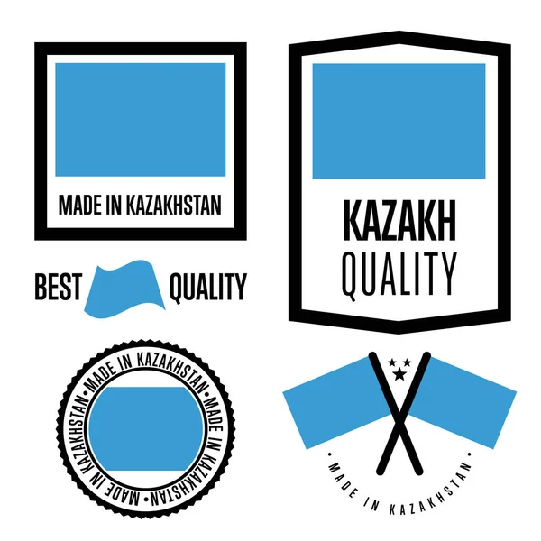 Kazajstán conjunto de etiquetas de calidad para mercancías — Archivo Imágenes Vectoriales