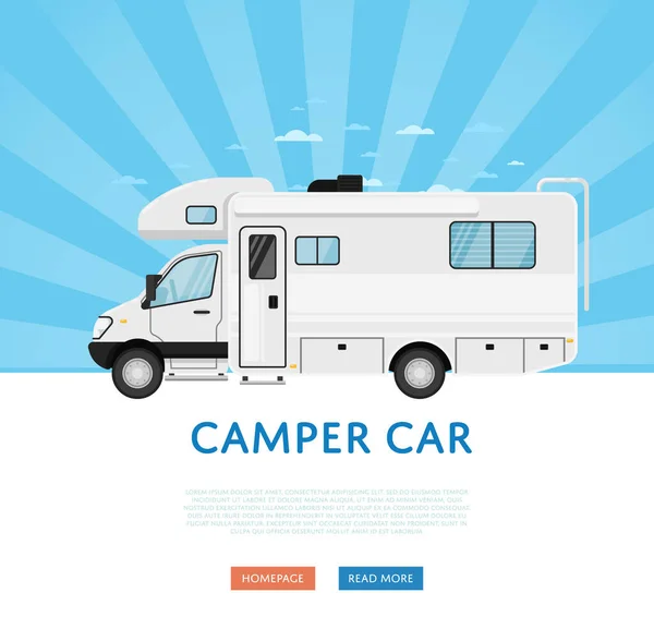 Website ontwerp met camper — Stockvector