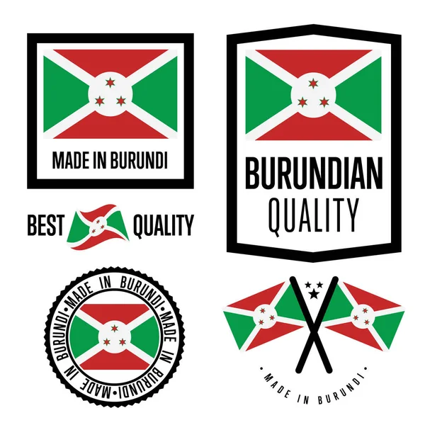 Set de etiquetas de calidad Burundi para mercancías — Archivo Imágenes Vectoriales