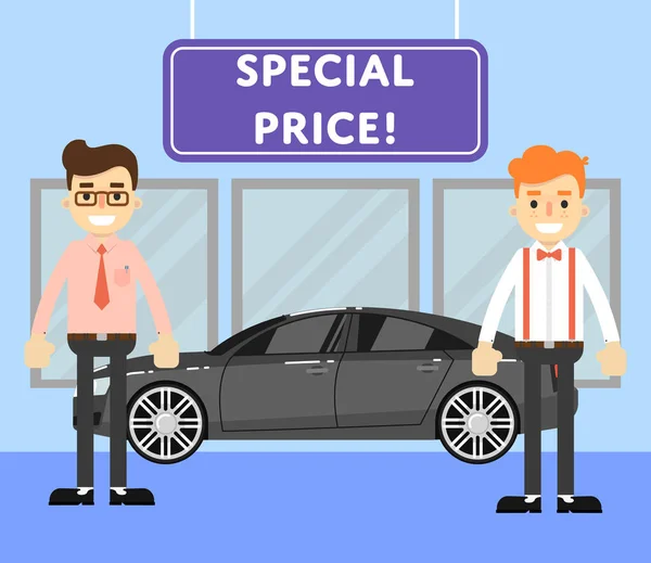 Sonderpreis für Auto-Konzept mit Autoverkäufern — Stockvektor