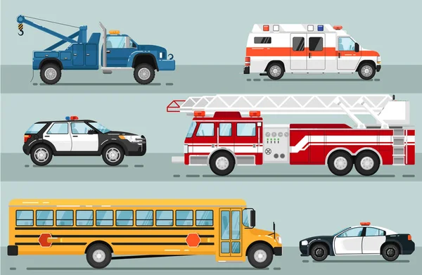 City emergency transport isolated set — Stock Vector