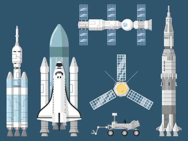 Astronautics and space technology set — Stock Vector