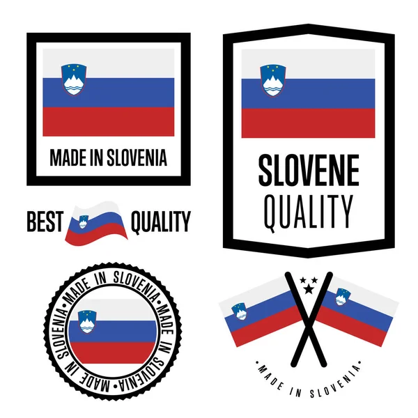 Eslovenia conjunto de etiquetas de calidad para mercancías — Archivo Imágenes Vectoriales