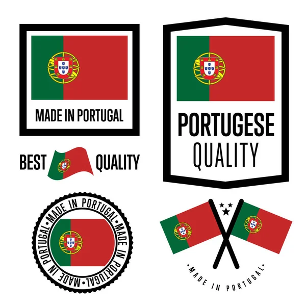 Portugal conjunto de etiquetas de calidad para mercancías — Archivo Imágenes Vectoriales