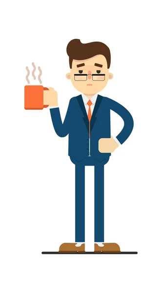 快乐的生意人拿着一杯咖啡 — 图库矢量图片