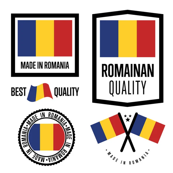 Romania set di marchi di qualità per le merci — Vettoriale Stock