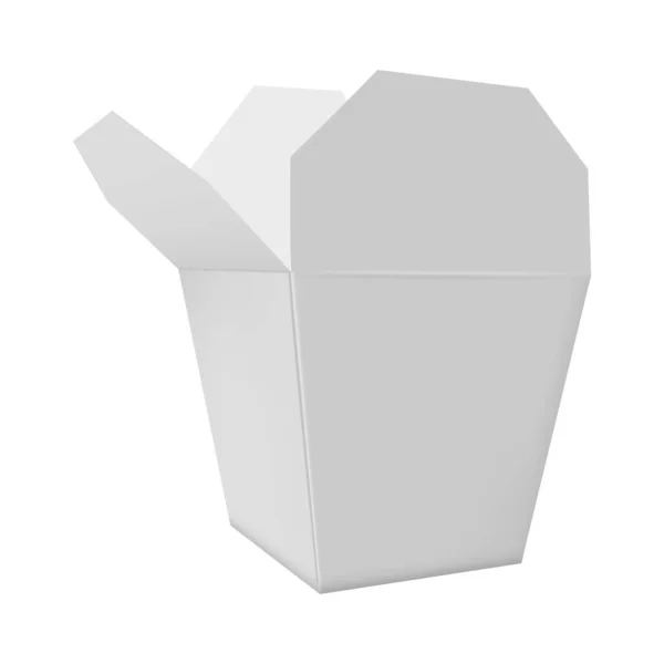 Відкрита Біла Картонна Коробка Швидкого Харчування Ізольована Білому Тлі Векторні — стоковий вектор