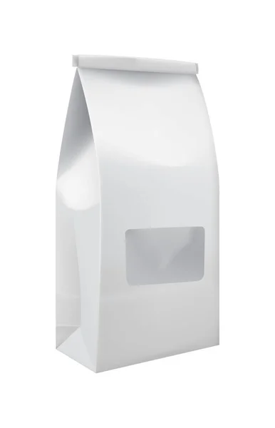 白い背景ベクトルイラストに隔離されたウィンドウ付きクラフト紙バッグ ブランディングのためのパッケージデザイン要素 — ストックベクタ