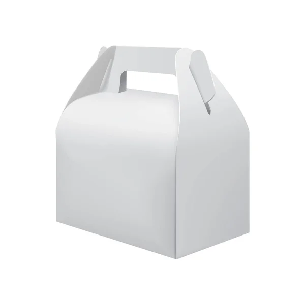 Біла Картонна Коробка Їжі Ізольована Білому Тлі Векторні Ілюстрації Елемент — стоковий вектор