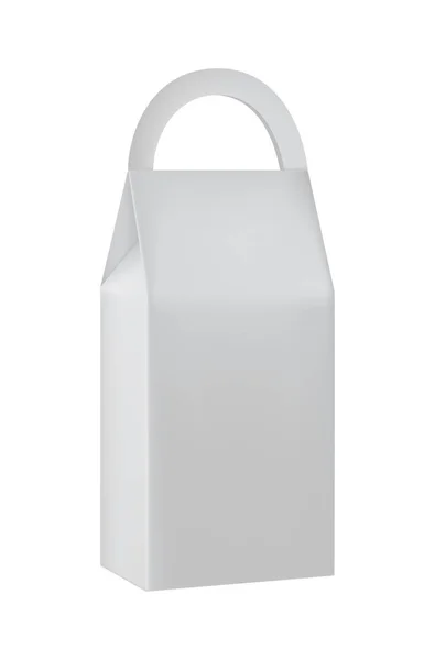 現実的な白い背景ベクトルイラストに隔離されたコピースペースと紙の袋を奪う ブランディングのためのパッケージデザイン要素 — ストックベクタ