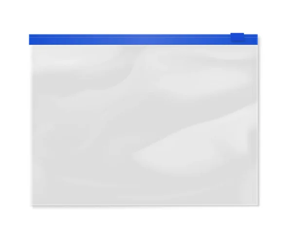 Σαφής Πλαστική Επαναχρησιμοποιήσιμη Τσάντα Τσέπη Φερμουάρ Απομονωμένη Λευκό Φόντο Διανυσματική — Διανυσματικό Αρχείο