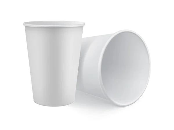 Blanc Blanc Blanc Modèle Emporter Tasse Isolée Sur Fond Blanc — Image vectorielle