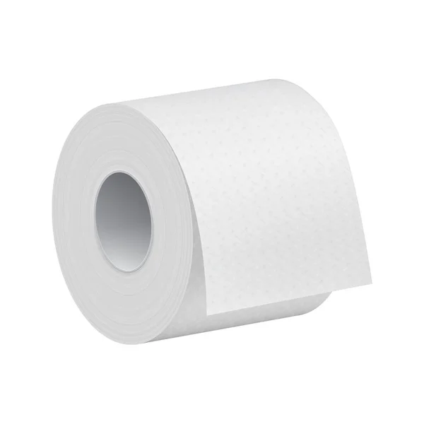 Gerçekçi Tuvalet Kağıdı Rulosu Beyaz Arkaplan Vektör Illüstrasyonunda Izole Edilmiş — Stok Vektör
