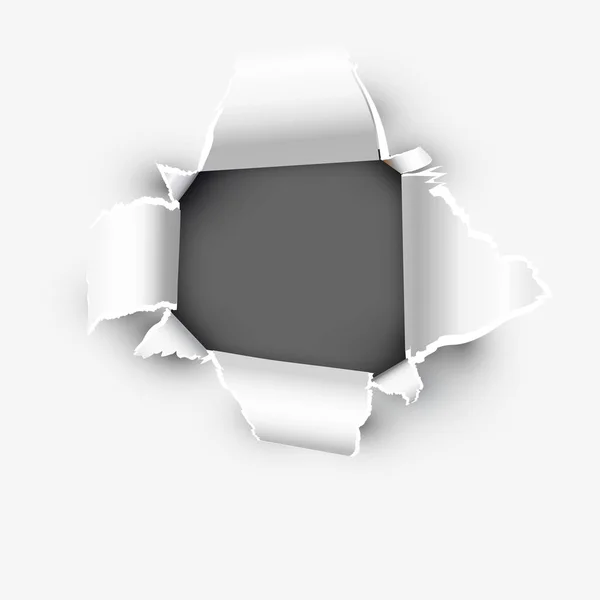 Otevírání Zobrazující Prostor Roztržené Papírové Vektorové Ilustrace Izolované Bílém Pozadí — Stockový vektor