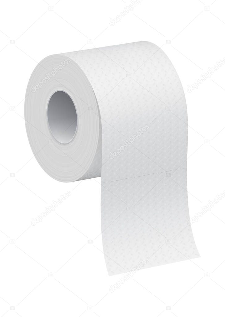 Simple white toilet paper roll template isolated on white background vector illustration.