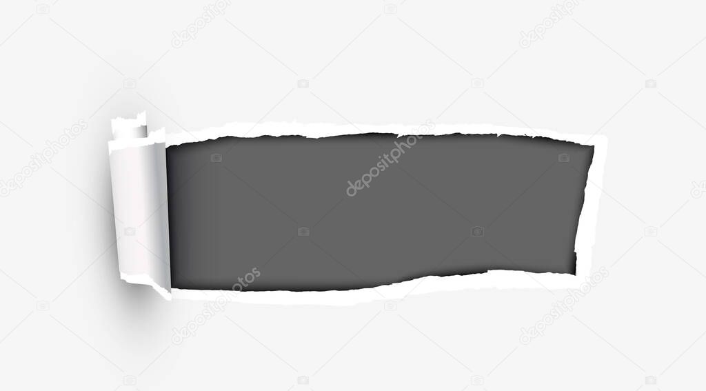 White torn paper with ripped edges vector illustration isolated on white background.