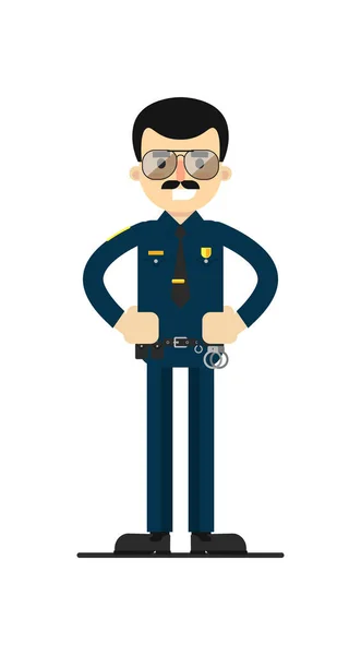 American Policeman Uniform Vector Illustration Isolated White Background Police Officer — Stock Vector