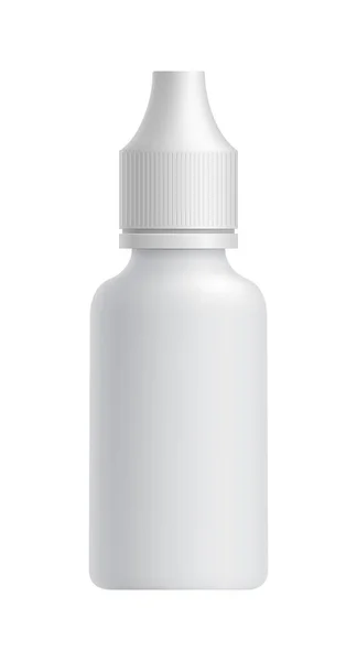Frasco Embalagem Farmácia Branco Plástico Isolado Ilustração Vetor Fundo Branco — Vetor de Stock