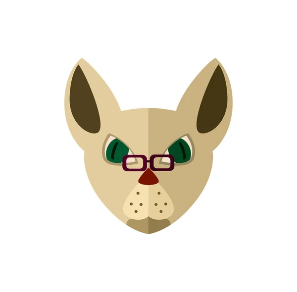 Siamese Cat Head Glasses Icon Isolated White Background Vector Illustration — Stock Vector