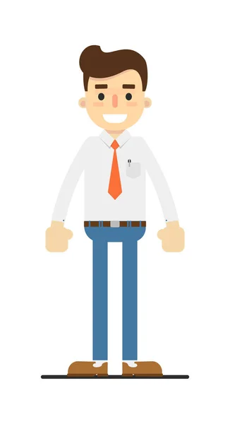 Carácter Consultor Minorista Sonriente Aislado Ilustración Vectorial Fondo Blanco Personaje — Archivo Imágenes Vectoriales