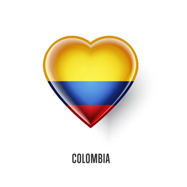 Símbolo Patriótico Del Corazón Con Ilustración Vectorial Bandera Colombia Aislada — Vector de stock