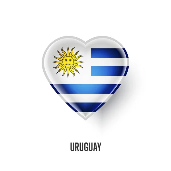 Beyaz Arka Planda Uruguay Bayrağı Çizimi Olan Vatansever Kalp Sembolü — Stok Vektör