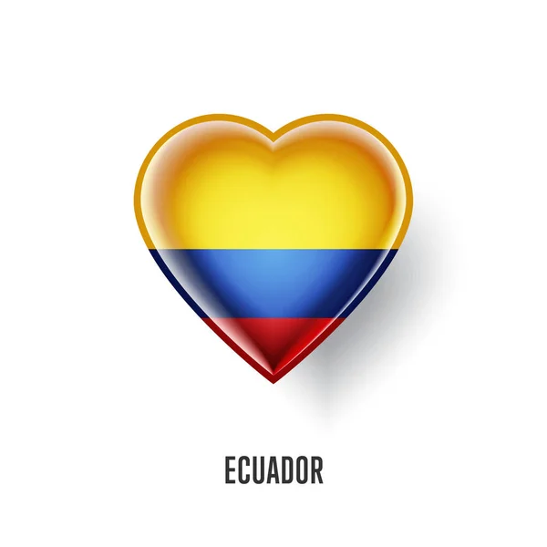 Símbolo Patriótico Del Corazón Con Ilustración Vectorial Bandera Ecuador Aislada — Archivo Imágenes Vectoriales
