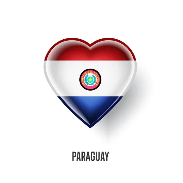 Патріотичний Символ Серця Вектором Прапора Парагваю Ізольований Білому Тлі Дизайн — стоковий вектор