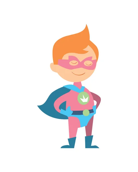 Muchacho Divertido Traje Superman Ilustración Vectorial Aislado Sobre Fondo Blanco — Vector de stock