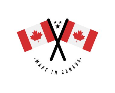 Beyaz arka planda izole edilmiş ürün vektör illüstrasyonu için Kanada sertifika elementinde üretilmiştir. Kanada bayraklarını geçen çıkartma ihraç ediliyor