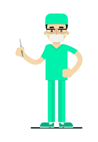 Dokter Medisch Uniform Met Scalpel Vector Illustratie Geïsoleerd Witte Achtergrond — Stockvector