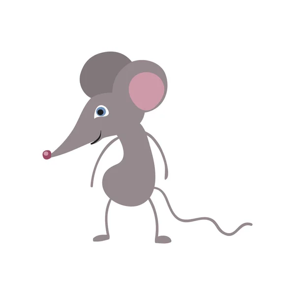 白い背景に隔離された面白いマウスのパーソナージュベクトルイラスト かわいい野生動物 漫画風の野生動物のキャラクター — ストックベクタ