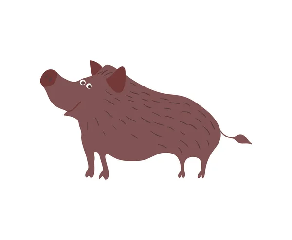 Wild Boar Personage Vector Illustration Isolated White Background Cute Wild — Stock Vector