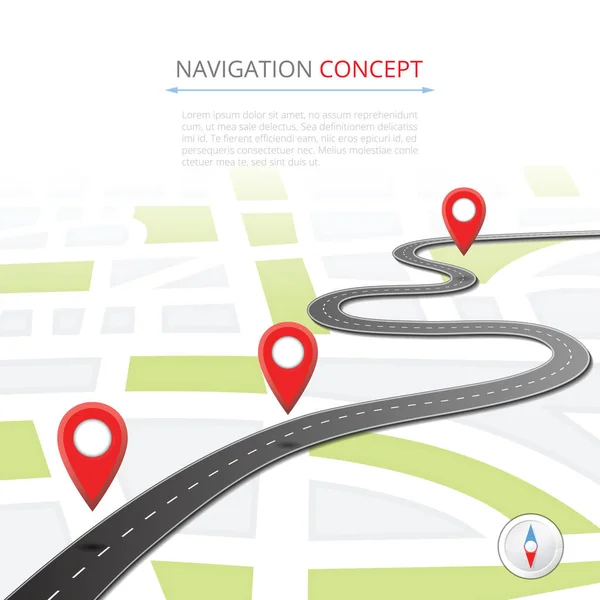 Navigatie Concept Met Pin Pointer Vector Illustratie Cartografie Mapping Pinning — Stockvector