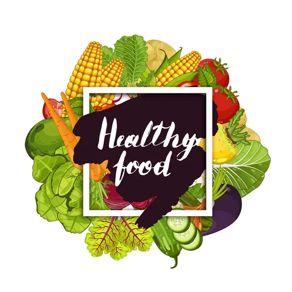 Healthy Farm Food Banner Vector Illustration Natural Vegetable Organic Farming — Stock Vector