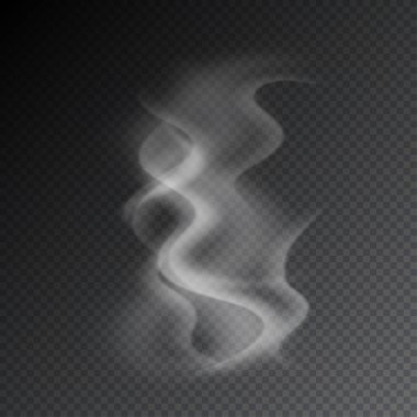 Şeffaf arkaplanda gerçekçi izole edilmiş vektör çizimi dumanı